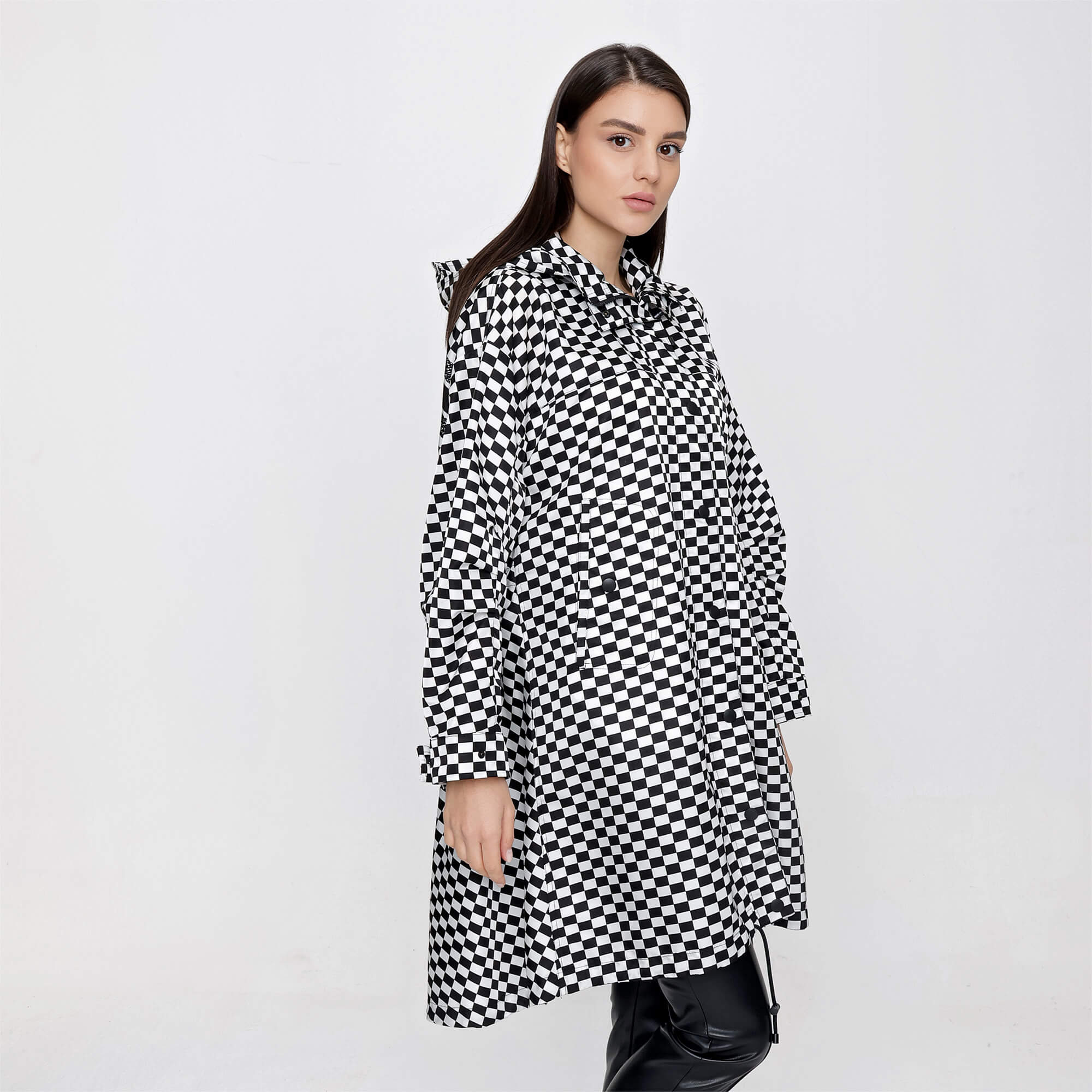 Christian Dior - Checkered Printed Hooded Raincoat